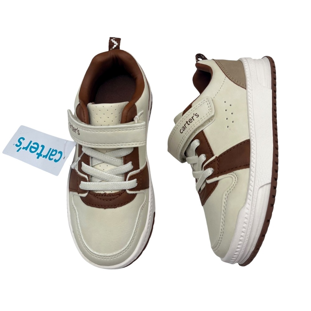 Carters Tonie Toddler Boys Slip-on Casual Sneakers Size 9 Cream Brown Tan Shoes